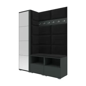Halcombinatie Nela II met spiegel – 150 cm – Grafiet – Trinity 16 – Zwart Halcombinatie Nela II met spiegel – 150 cm – Grafiet – Trinity 16 – Zwart