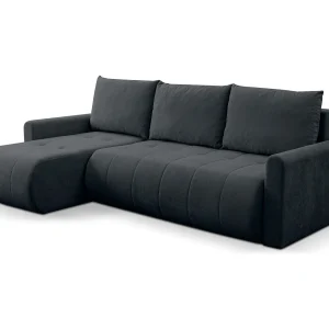Hoekbank met Slaapfunctie Primo – Chenille Grafiet Wind 99 – Opbergruimte