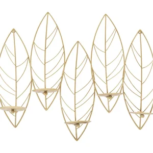 Gouden metalen wandkaarsenhouder 66x14x56 cm Gouden metalen wandkaarsenhouder 66x14x56 cm