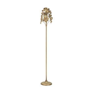 Gouden metalen kaarsenhouder met bladeren Ø 17×93 cm Gouden metalen kaarsenhouder met bladeren Ø 17×93 cm