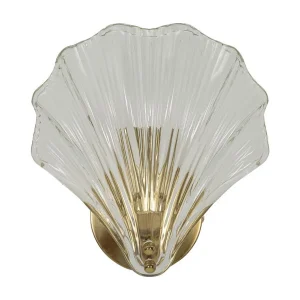 Gouden wandlamp van metaal en glas, 20x14x22 cm Gouden wandlamp van metaal en glas, 20x14x22 cm