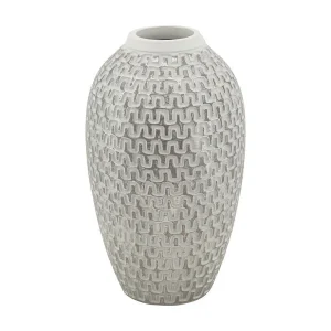 Grijze harsvaas met geometrische decoraties Ø 19,5×34 cm Grijze harsvaas met geometrische decoraties Ø 19,5×34 cm