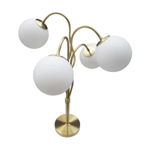 Gouden metalen tafellamp met 4 glazen bollen Ø cm 53×74