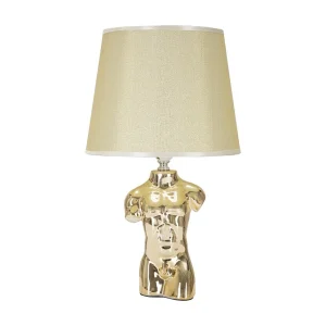 Gouden keramische tafellamp met lampenkap Ø cm 25×42,5 Gouden keramische tafellamp met lampenkap Ø cm 25×42,5