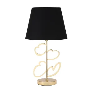 Gouden metalen tafellamp met hartjes Ø cm 30×54,5 Gouden metalen tafellamp met hartjes Ø cm 30×54,5