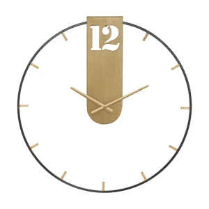 Gouden metalen wandklok Ø cm 60×4,5 Gouden metalen wandklok Ø cm 60×4,5