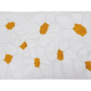 Getuft Tapijt "Daisy" 60×90 cm van Witte Katoen met Gele Madeliefjes Motief Getuft Tapijt "Daisy" 60×90 cm van Witte Katoen met Gele Madeliefjes Motief