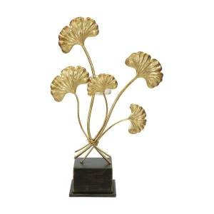 Gouden metalen kaarsenhouder met bladeren 29×12,5×44 cm Gouden metalen kaarsenhouder met bladeren 29×12,5×44 cm