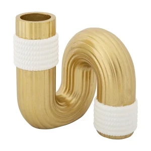 Goud en witte harsvaas 10,5×10,5×12,7 cm Goud en witte harsvaas 10,5×10,5×12,7 cm