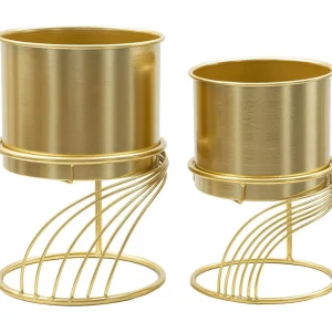 Gouden metalen plantenpotten, set van 2, Ø 23×35-20×30 cm Gouden metalen plantenpotten, set van 2, Ø 23×35-20×30 cm