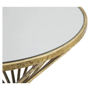 Gouden metalen salontafel met spiegelend blad Ø 42×50 cm Gouden metalen salontafel met spiegelend blad Ø 42×50 cm