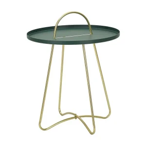 Goud en groene metalen tafel, Ø 45×59 cm Goud en groene metalen tafel, Ø 45×59 cm
