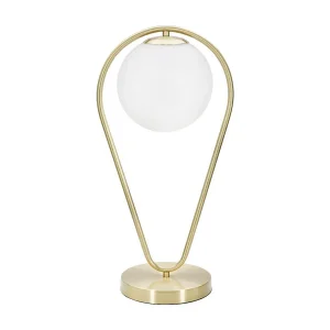 Gouden metalen tafellamp met witte bol, 25x18x50 cm Gouden metalen tafellamp met witte bol, 25x18x50 cm