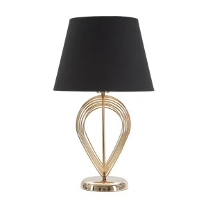Gouden metalen tafellamp met zwarte lampenkap Ø cm 32,5×53,5 Gouden metalen tafellamp met zwarte lampenkap Ø cm 32,5×53,5