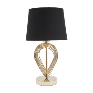 Gouden metalen tafellamp met zwarte lampenkap Ø 24×44 cm Gouden metalen tafellamp met zwarte lampenkap Ø 24×44 cm