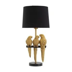 Gouden metalen tafellamp met papegaaien Ø cm 30×62,5 Gouden metalen tafellamp met papegaaien Ø cm 30×62,5