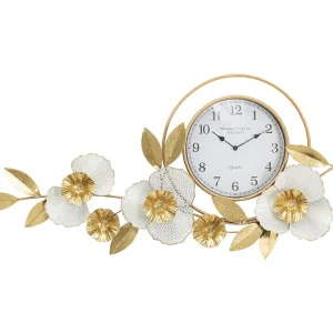 Gouden metalen wandklok 92,5x8x45,5 cm Gouden metalen wandklok 92,5x8x45,5 cm