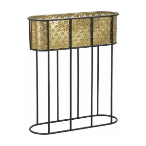 Gouden metalen plantenpot met zwarte voet, 60x20x70 cm Gouden metalen plantenpot met zwarte voet, 60x20x70 cm