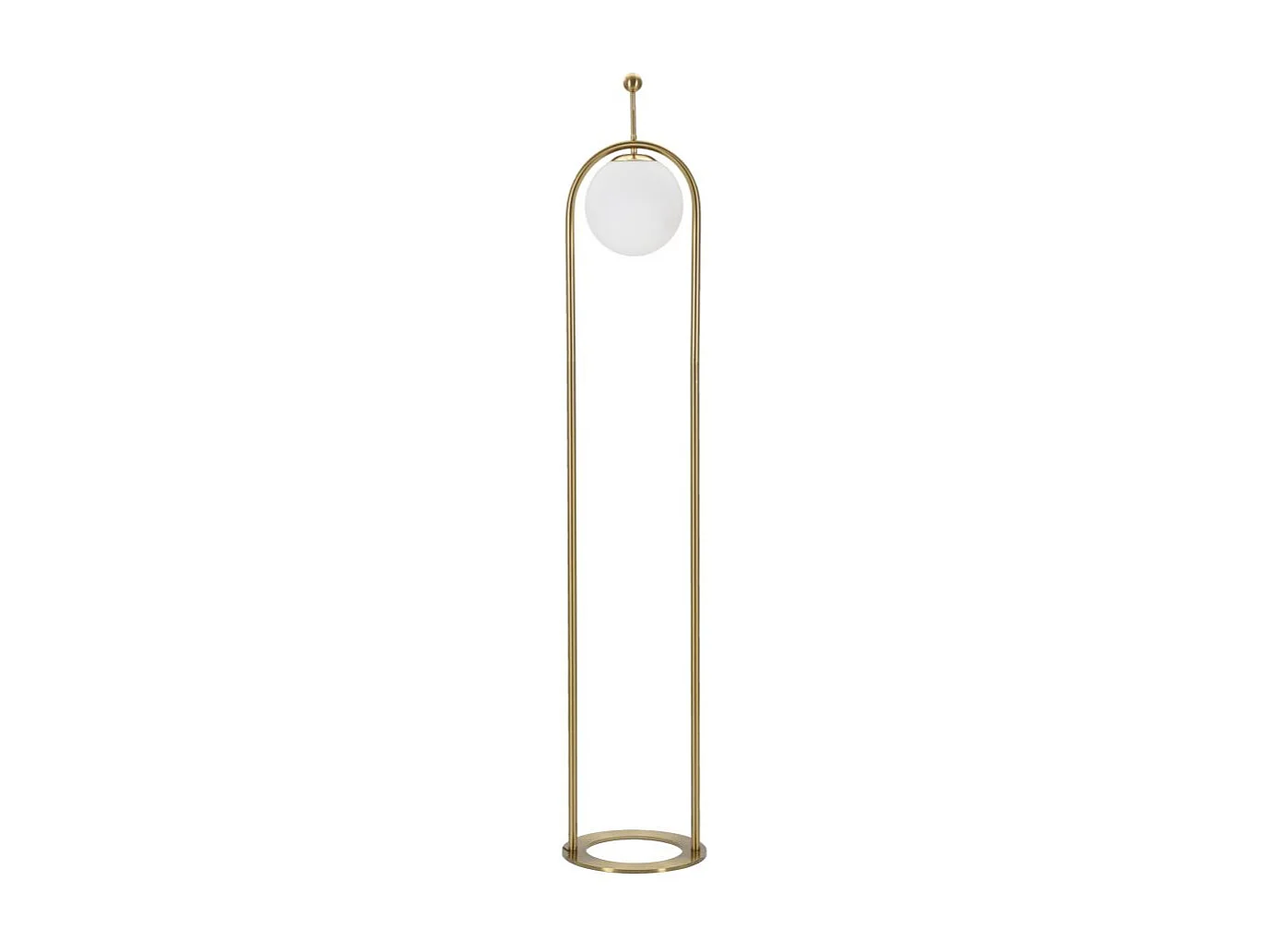 Staande lamp GLAMY ARC Ø 28X168 van goudkleurig metaal met wit glazen lampenkap