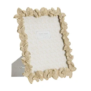 Gouden harslijst met vlinders, 27,5 x 2,6 x 32,5 cm Gouden harslijst met vlinders, 27,5 x 2,6 x 32,5 cm