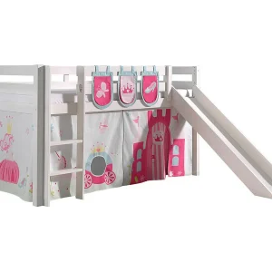 Glijbed 90×200 cm met tent en 3 prinsessenzakken massief wit grenen Pino Glijbed 90×200 cm met tent en 3 prinsessenzakken massief wit grenen Pino
