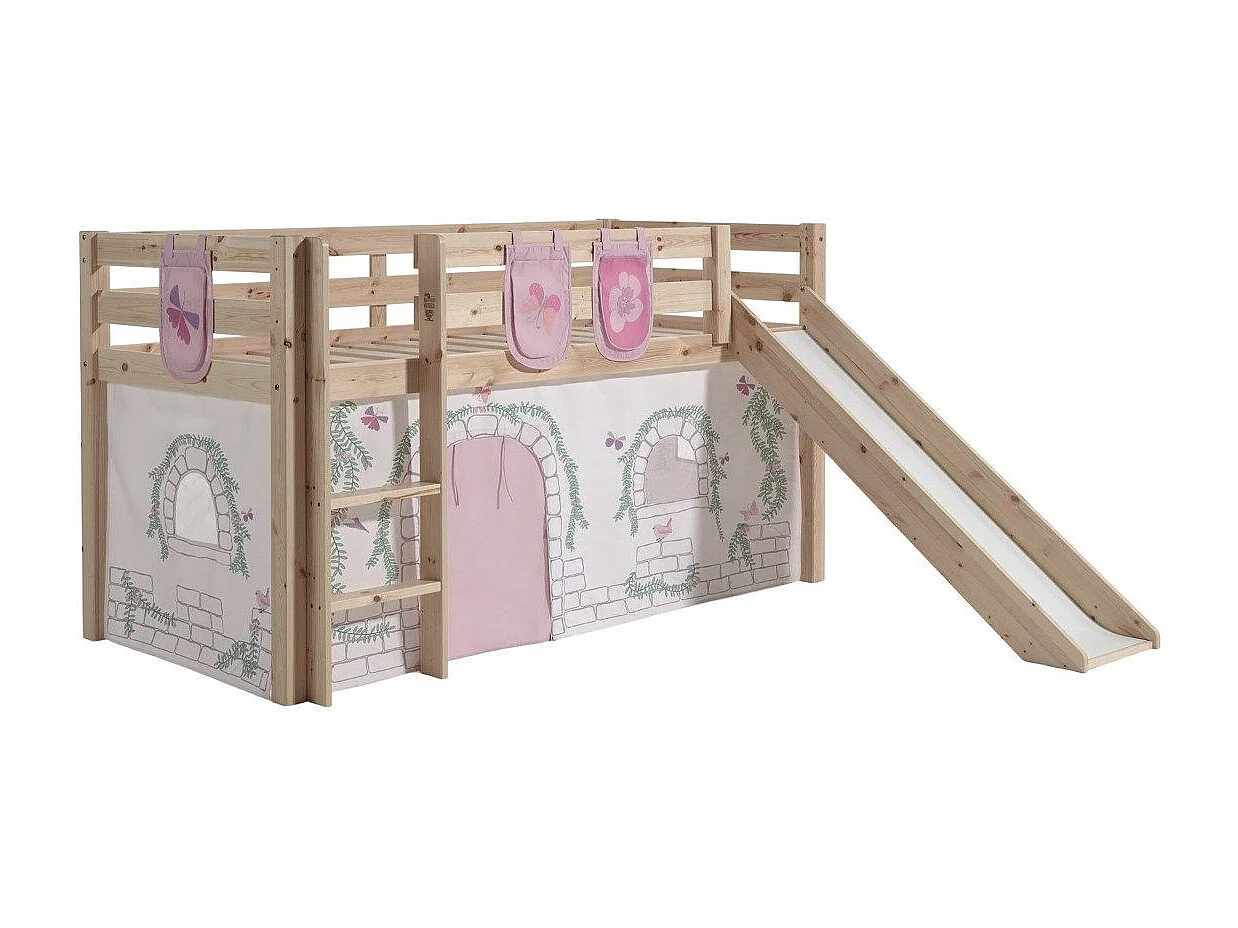 Glijbed 90x200 cm met tent en 3 vakken tegen licht massief grenen Pino
