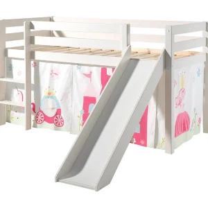 Glijbed 90×200 cm met witte massief grenen prinsessentent Pino Glijbed 90×200 cm met witte massief grenen prinsessentent Pino