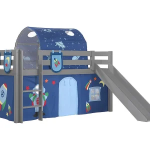 Glijbed 90×200 cm met tunneltent en 3 vakken astra massief grenengrijs Pino
