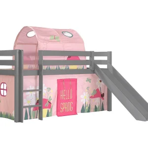 Glijbed 90×200 cm met tent en veertunnel massief grenengrijs Pino
