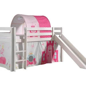 Glijbed 90×200 cm met tent en tunnel prinses massief grenen wit Pino Glijbed 90×200 cm met tent en tunnel prinses massief grenen wit Pino