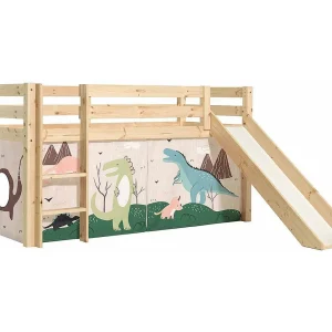 Glijbed 90×200 cm met lichte massief grenen dinosaurustent Pino Glijbed 90×200 cm met lichte massief grenen dinosaurustent Pino