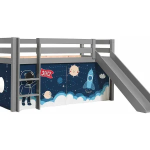 Glijbed 90×200 cm met massief grenen grijze astronautentent Pino Glijbed 90×200 cm met massief grenen grijze astronautentent Pino