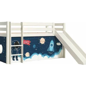 Glijbed 90×200 cm met witte massief grenen astronautentent Pino Glijbed 90×200 cm met witte massief grenen astronautentent Pino