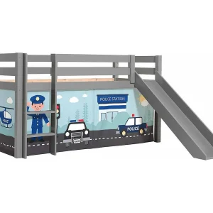 Glijbed 90×200 cm met grijs massief grenen politietent Pino Glijbed 90×200 cm met grijs massief grenen politietent Pino