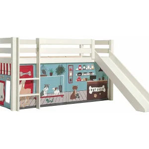 Glijbed 90×200 cm met witte massief grenen dierentent Pino Glijbed 90×200 cm met witte massief grenen dierentent Pino