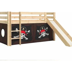 Glijbed 90×200 cm met lichte massief grenen bruine piratentent Pino Glijbed 90×200 cm met lichte massief grenen bruine piratentent Pino