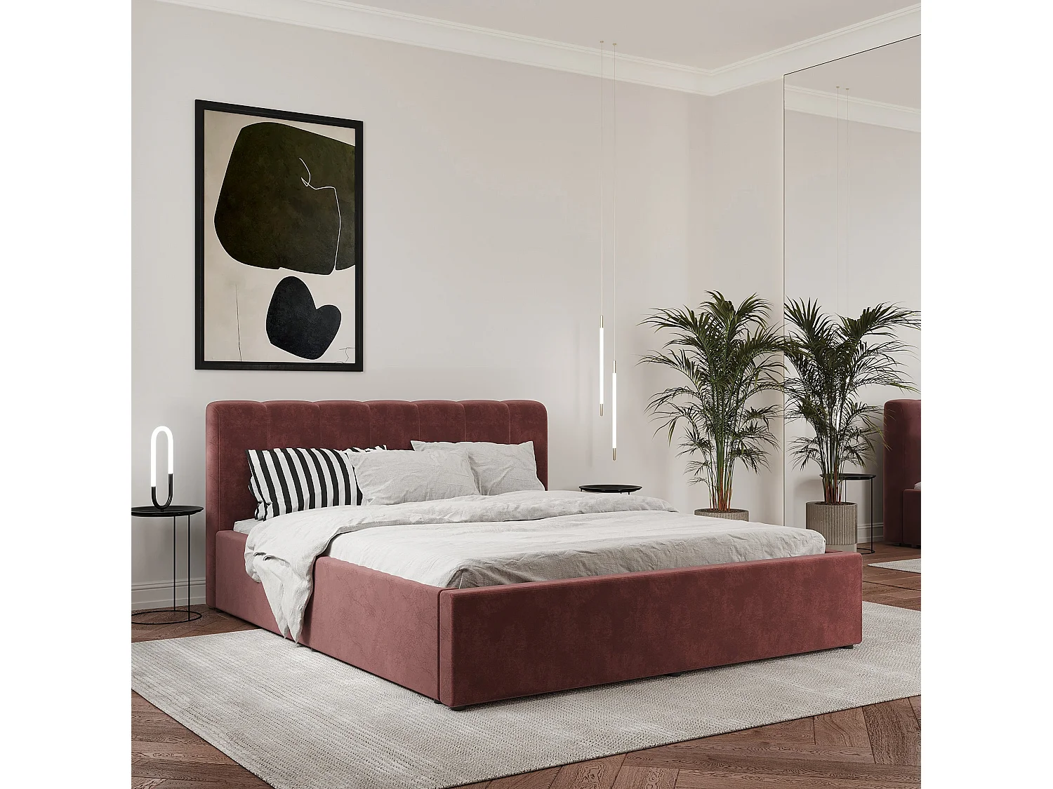 Gestoffeerd bed Almo, 200 x 140 cm, Paars
