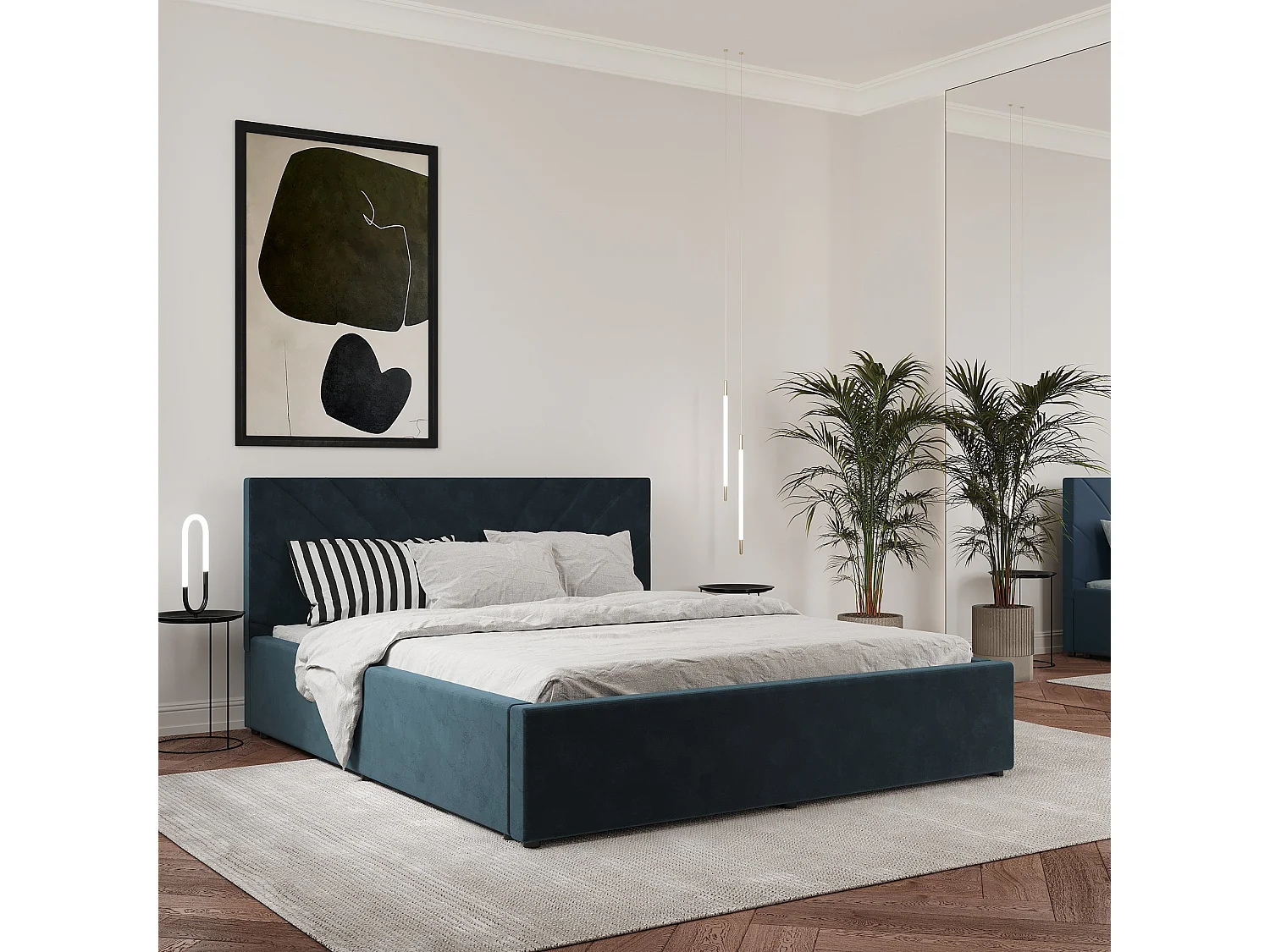 Gestoffeerd bed Fargo, 200 x 160 cm, Blauw