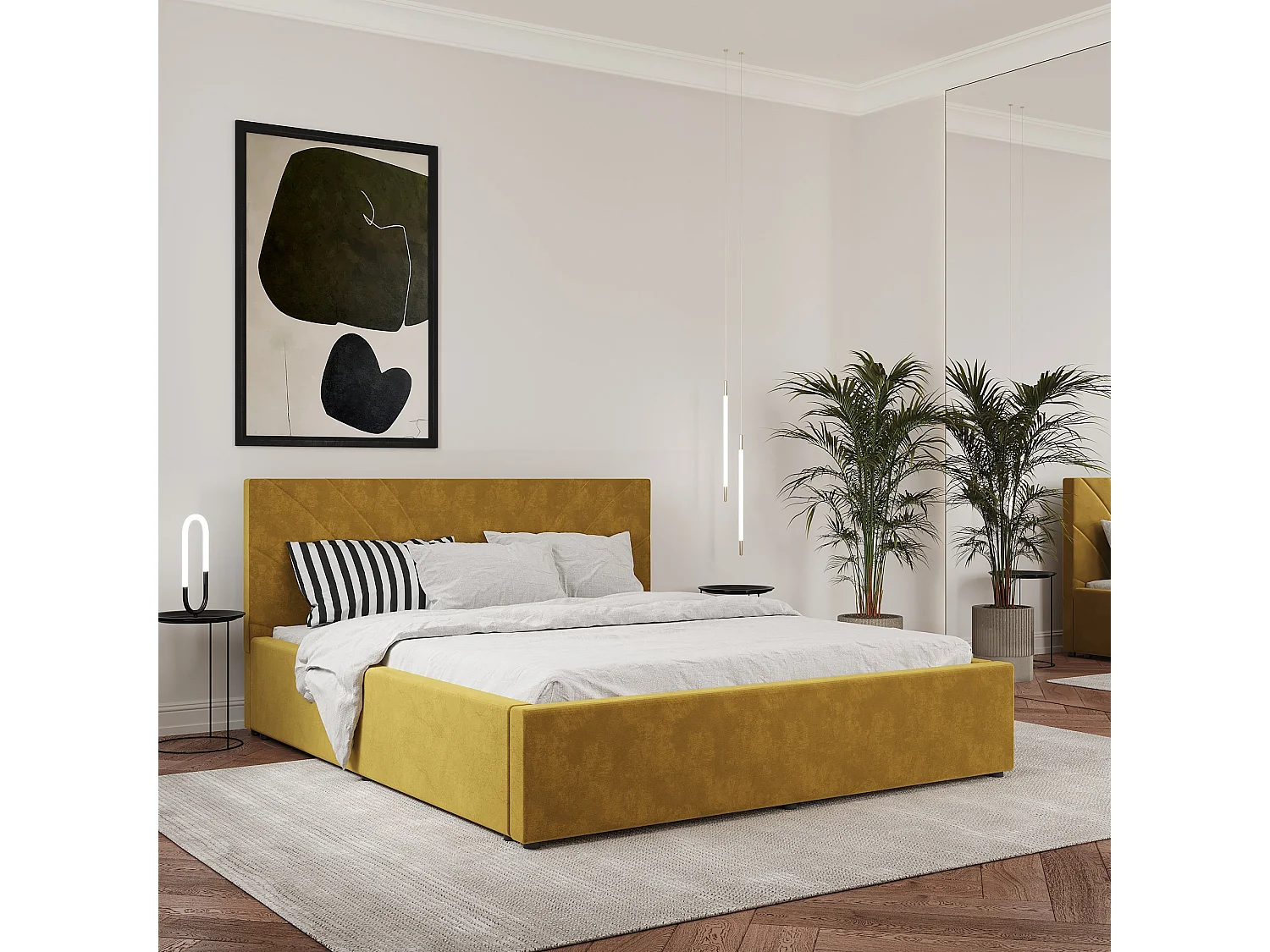 Gestoffeerd bed Fargo, 200 x 160 cm, Oker