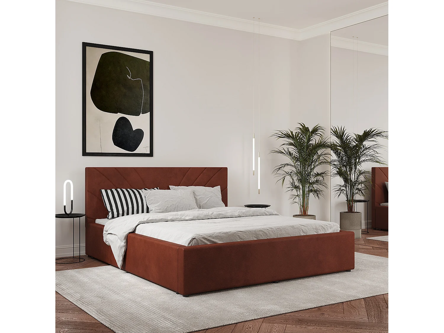 Gestoffeerd bed Fargo, 200 x 140 cm, Karamel
