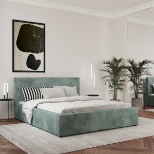 Gestoffeerd bed Fargo, 200 x 160 cm, Turkoois