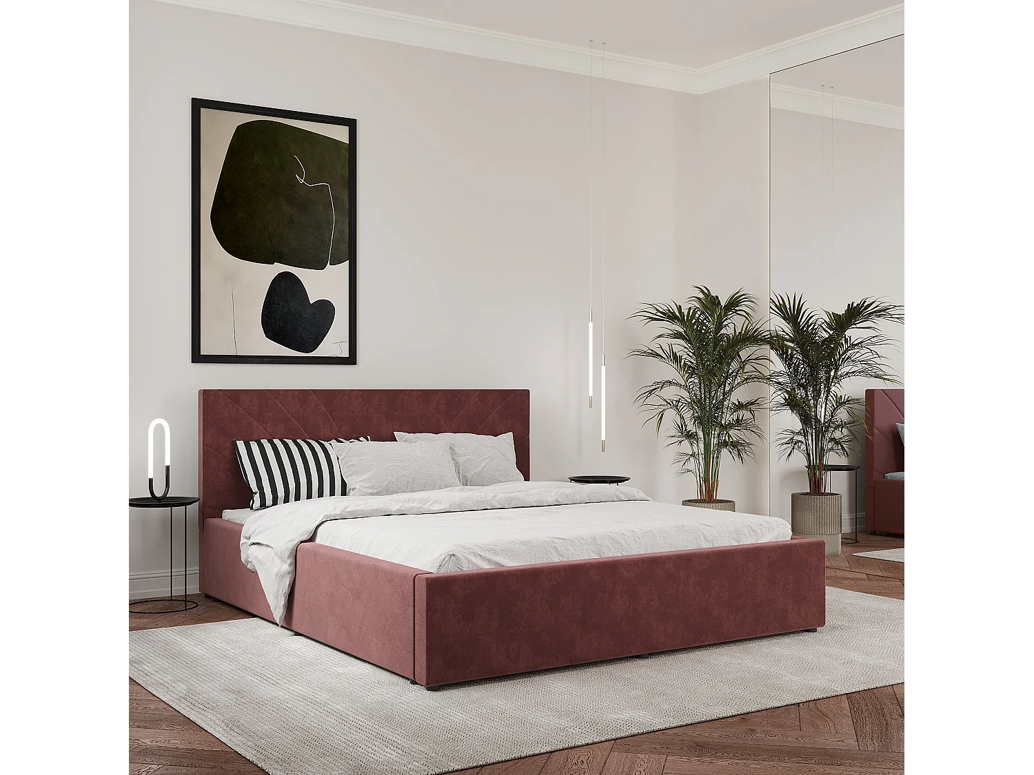 Gestoffeerd bed Fargo, 200 x 160 cm, Paars