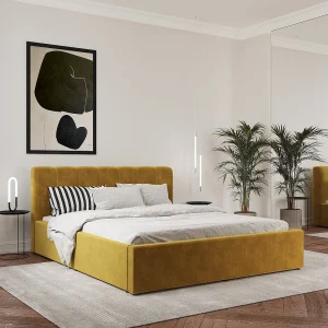 Gestoffeerd bed Almo, 200 x 140 cm, Oker