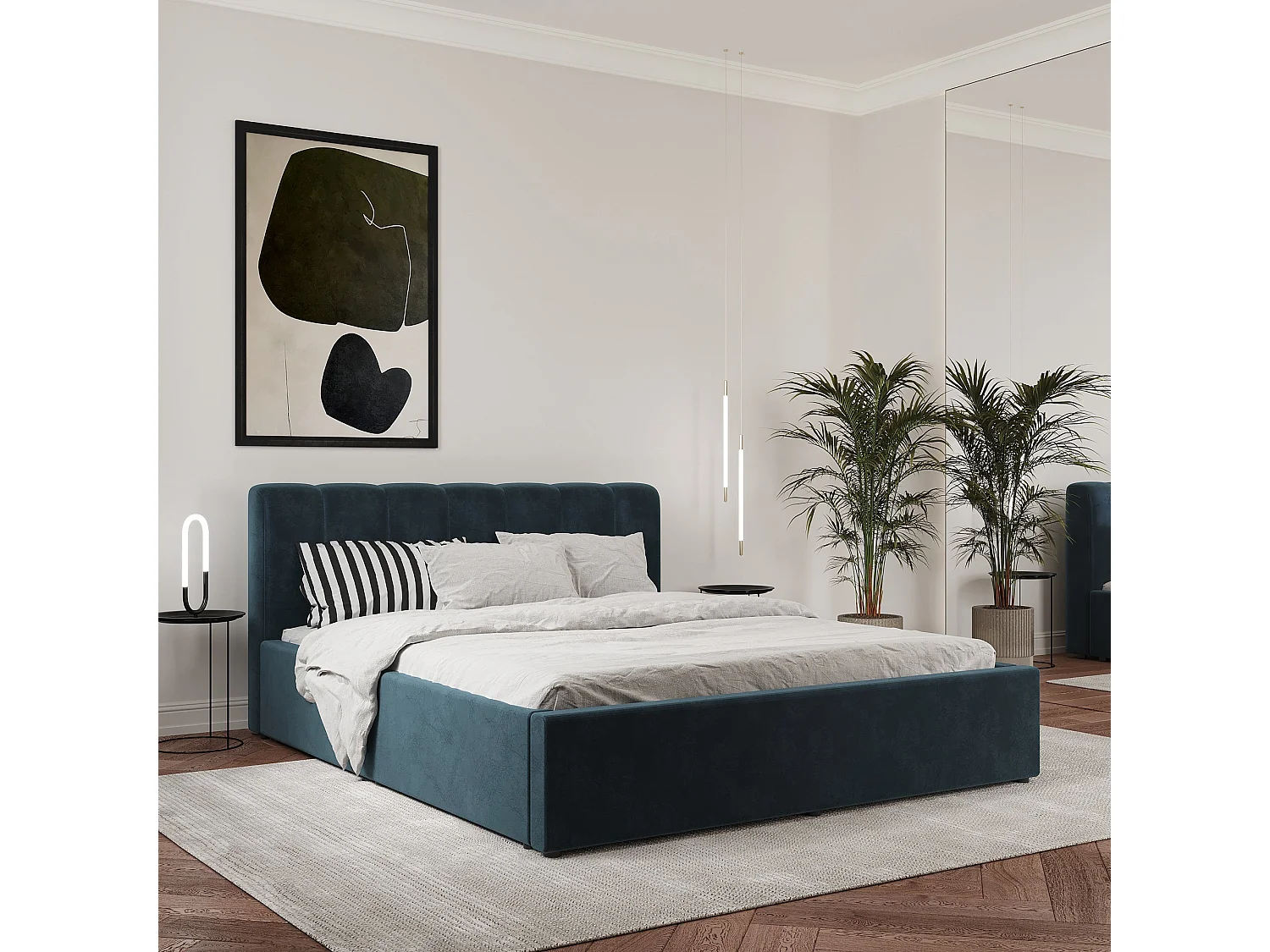Gestoffeerd bed Almo, 200 x 140 cm, Blauw