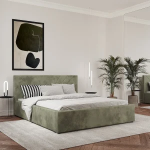 Gestoffeerd bed Fargo, 200 x 160 cm, Khaki