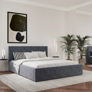 Gestoffeerd bed Fargo, 200 x 160 cm, Lichtgrijs