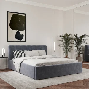 Gestoffeerd bed Almo, 200 x 140 cm, Lichtgrijs