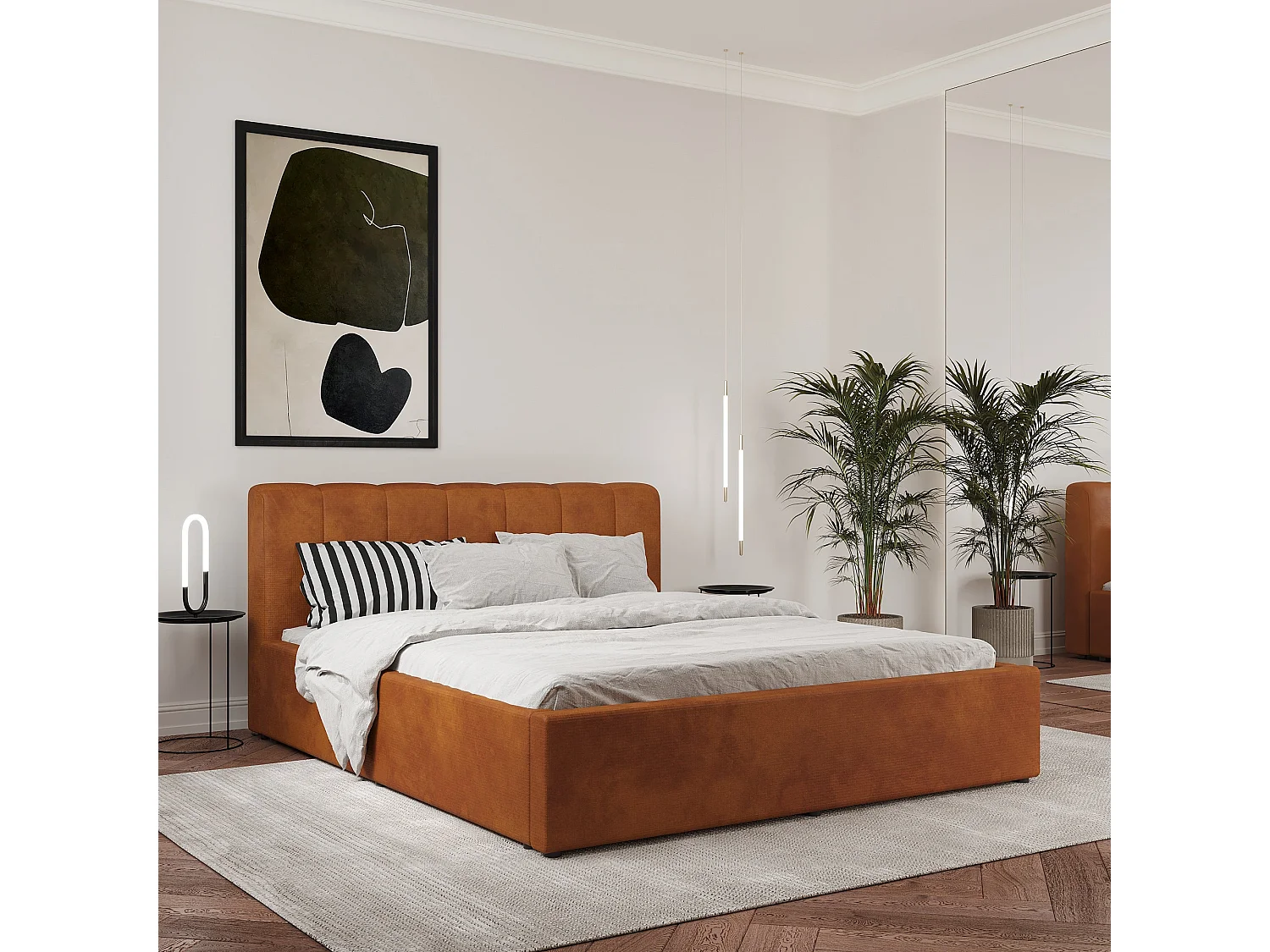 Gestoffeerd bed Almo, 200 x 160 cm, Koper