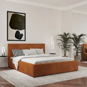 Gestoffeerd bed Fargo, 200 x 140 cm, Koper