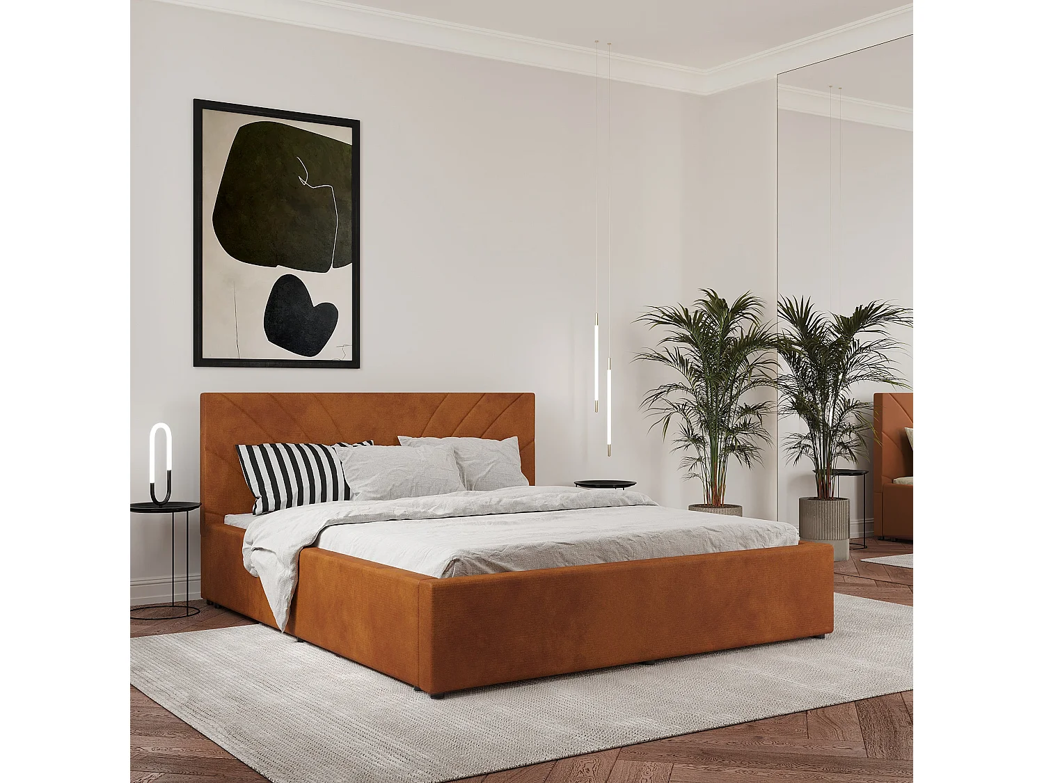 Gestoffeerd bed Fargo, 200 x 140 cm, Koper